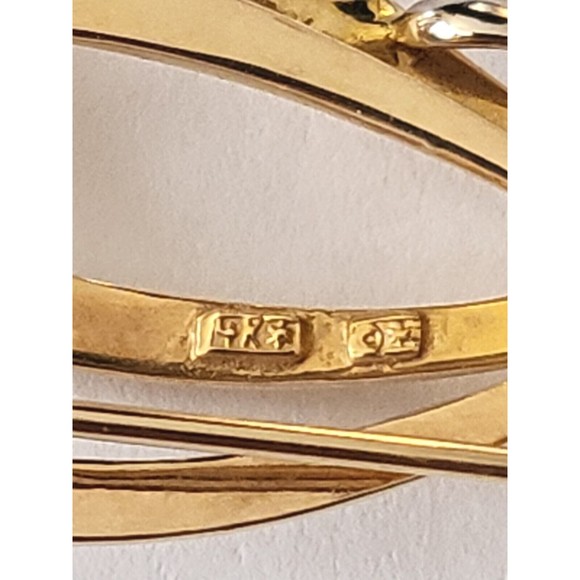 Vintage 14K Yellow & Diamond Ribbon Bow Pin Brooch 9.8 grams 2 1/2" L X 1 1/8" H - Picture 13 of 16